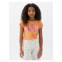 Oranžové holčičí tričko s metalickým logem GAP
