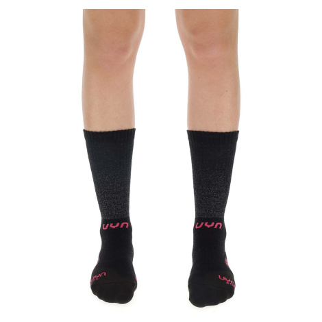 UYN Cyklistické ponožky klasické - AERO WINTER LADY - růžová/černá