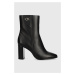 Kožené kotníkové boty Calvin Klein CUP HEEL ANKLE BOOT W/HW 80 dámské, černá barva, na podpatku,