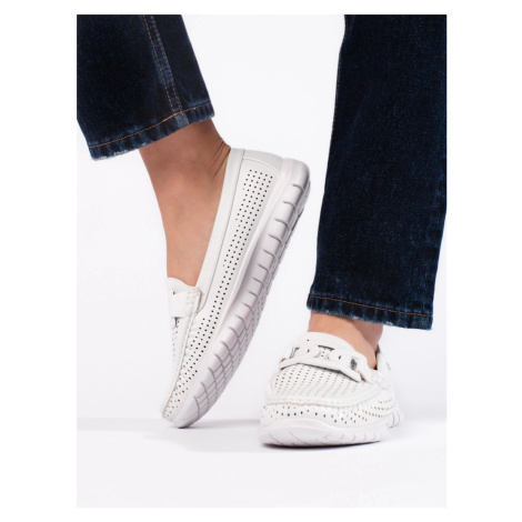 Goodin Originální bílé mokasíny dámské bez podpatku