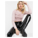 Bershka long sleeve top with ruched front in rose-Pink