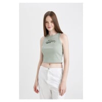 DEFACTO Fitted Printed Crew Neck Ribbed Camisole Athlete