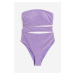 H & M - Jednodílné plavky High leg's průstřihy - fialová