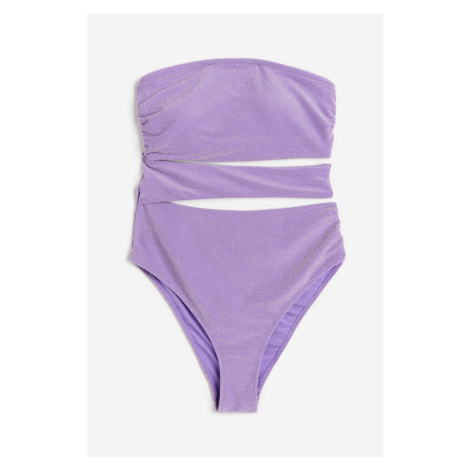 H & M - Jednodílné plavky High leg's průstřihy - fialová H&M