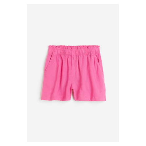 H & M - Lněné šortky - růžová H&M