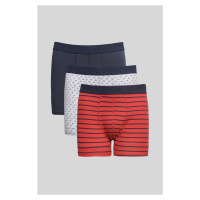 AC&Co / Altınyıldız Classics Men's Navy-Red 3-Pack Flexible Cotton Boxer