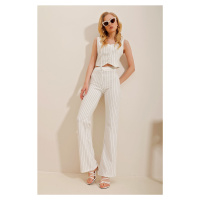 Trend Alaçatı Stili Women's White Striped Pants