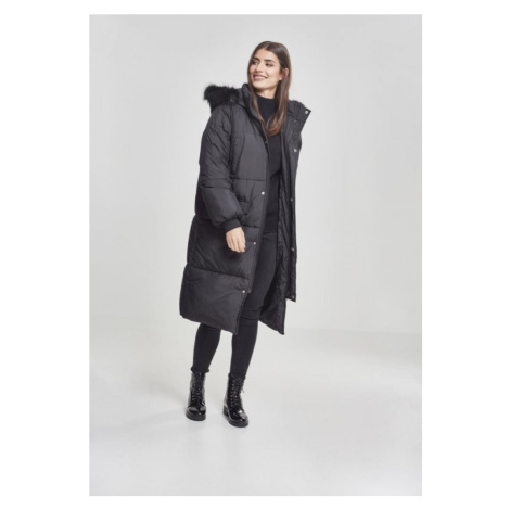 Ladies Oversize Faux Fur Puffer Coat - blk/blk Urban Classics
