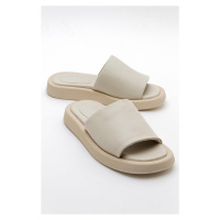 LuviShoes MONA Women's Beige Genuine Leather Slippers