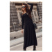 Viskózové maxi šaty dlouhé černé šaty s lesklou aplikací