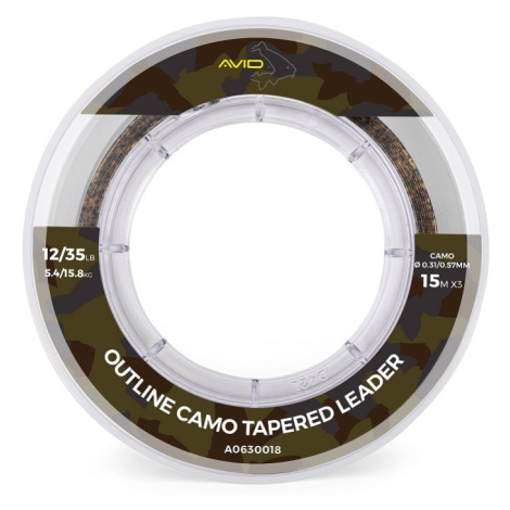 Avid carp šokový vlasec outline camo tapered leaders - 0,31-0,57 mm