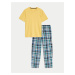 Modro-žluté pánské kostkované pyžamo Marks & Spencer