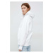 Bavlněná mikina Calvin Klein Jeans dámská, bílá barva, s kapucí, s potiskem