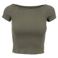 Ladies Off Shoulder Rib Tee - olive