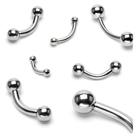 Ocelový piercing do obočí se dvěma kuličkami, stříbrná barva, 2 mm - Rozměr: 2 mm x 16 mm x 6 mm Šperky eshop