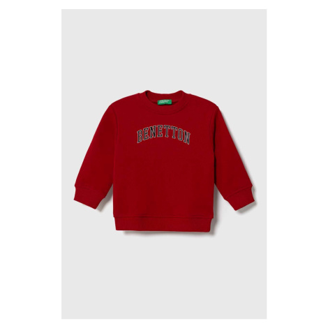 Dětská bavlněná mikina United Colors of Benetton červená barva, s potiskem