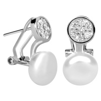 JwL Luxury Pearls Stříbrné náušnice s pravou perlou a zirkony JL0393