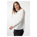 Trendyol White Diver/Scuba Fabric Reflective Print Detailed Knitted Top/Blouse