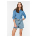 Trendyol Blue Ripped Denim Shorts