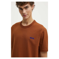 Bavlněné tričko A.P.C. t-shirt boxy petit vpc hnědá barva, COHBQ.H26391