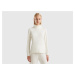 Benetton, White Turtleneck Sweater In Cashmere And Wool Blend
