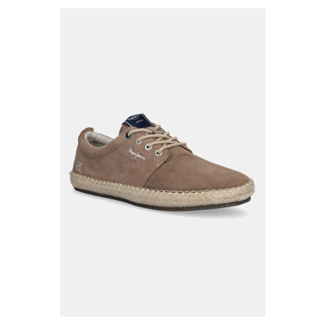 Semišové espadrilky Pepe Jeans TOURIST WEST zelená barva, PMS10336