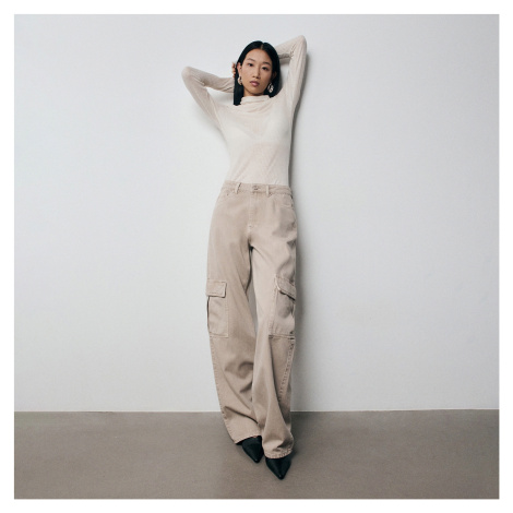 Béžové dámské džíny wide leg