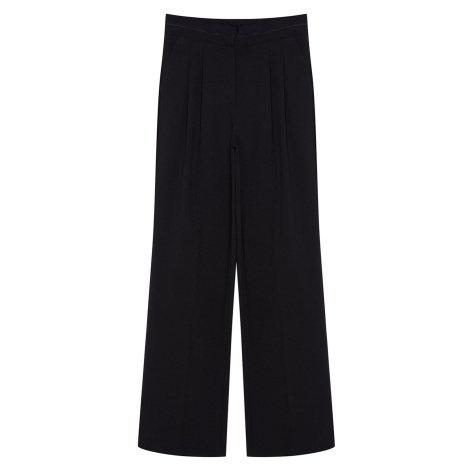 Trendyol Black Belt Detailed Wide Leg/Wide Leg Woven Trousers