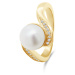 Brilio Silver Půvabný pozlacený prsten s pravou perlou RI061Y