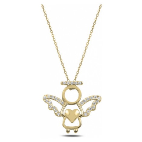 Klenoty Amber Pozlacený náhrdelník anděl- drobné zirkony