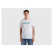 Benetton, White T-shirt In Organic Cotton With Green Logo