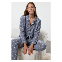 Trendyol Gray Winter Themed Pocketed Fleece Winter Knitted Pajamas Set