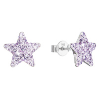 Evolution Group Stříbrné náušnice pecky s Preciosa krystaly fialové hvězdičky 31312.3 violet