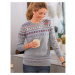 Blancheporte Žakárový pulovr s příměsí jehněčí vlny šedý melír