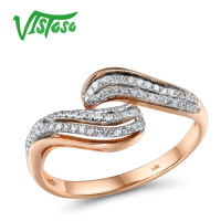 Elegantní prsten z růžového zlata zdobený diamanty Listese