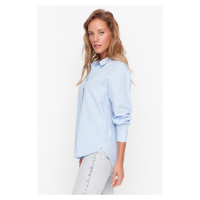 Trendyol Blue Loose Fit Cotton Woven Shirt