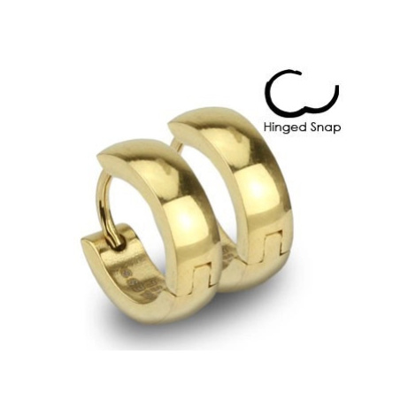 Ocelové náušnice - kroužky zlaté barvy s lesklým hladkým povrchem Šperky eshop