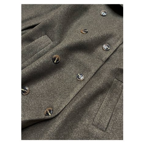 Dlouhý kabát v khaki barvě s límcem model 15837924 - Ann Gissy