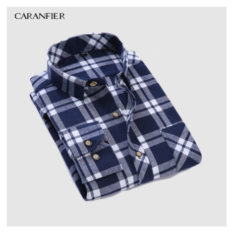Flanelová pánská košile kostkovaná z bavlny CARANFLER