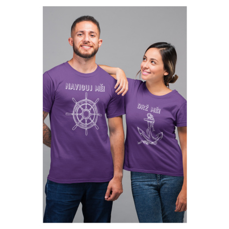 Trička pro páry Drž mě, naviguj mě Barva: Fialová, Dámska