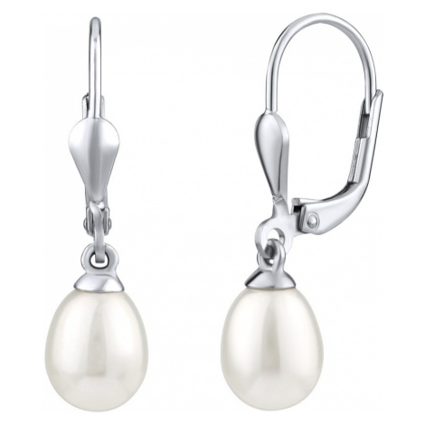 Silvego stříbrné náušnice s bílou přírodní perlou