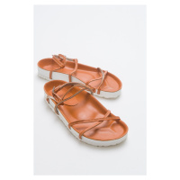 LuviShoes Muse Women's Genuine Leather Orange Sandals