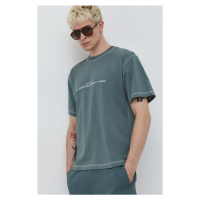 Bavlněné tričko HUGO zelená barva, s aplikací, 50504718