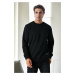 64602 Dewberry Basic Crew Neck Mens Sweatshirt-BLACK