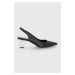 Kožené lodičky Karl Lagerfeld Amulet černá barva, na podpatku, s odkrytou patou