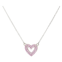 Dámský stříbrný náhrdelník srdce s růžovými zirkony STNAH182F