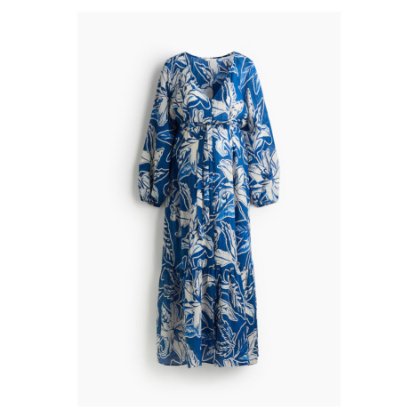 H & M - MAMA Šaty's vázacím páskem Before & After - modrá H&M