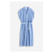 H & M - Košilové šaty's páskem - modrá