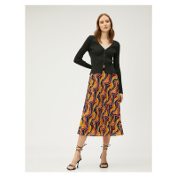 Koton Pleated Midi Skirt with Elastic Waist