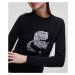 Mikina karl lagerfeld boucle profile sweatshirt černá